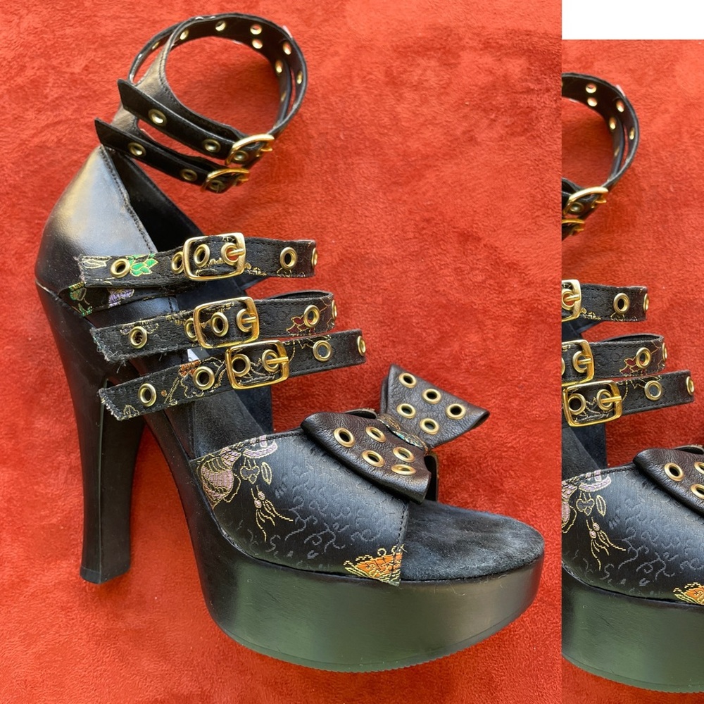VINTAGE Y2K Steve MADDEN Madame CHINOISERIE Platform Sandals Size 7 - Picture 10 of 14